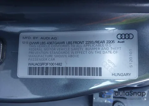 2015 Audi A3 1.8T Premium from USA, damaged, VIN WAUACGFF3F1001482